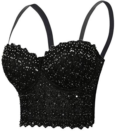 Woboren Damen Korsett Bustier BH Dessous Tank Top Trägertop Crop Top Corsage Clubwear Shirt Unterhemd top (Schwarz, S)