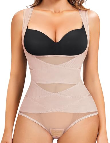 Gotoly Women Waist Trainer Bodysuit Full Body Shaper Vest Tummy Control Slim Corset Shapewear Tank Tops (Beige, Medium)