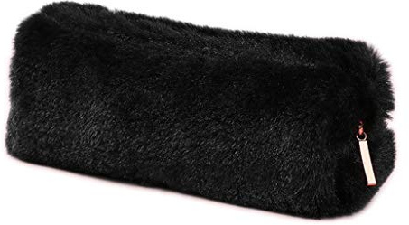 SUSHUN Astuccio per matite in peluche tinta unita Custodie per matite scolastiche Borsa cancelleria per ragazze Utili scolastiche Strumenti Nero