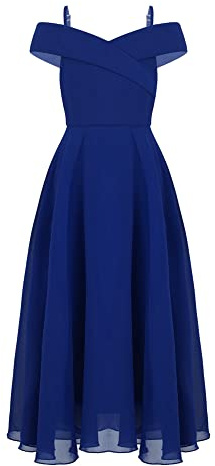 IEFIEL Enfant Robe Princesse Soirée Mariage Cérémonie Fille Bretelle Robe de Demoiselle d'honneur Fleur Hors Epaules Dénudées Corsage Taille Haute