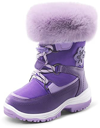 DREAM PAIRS Girls Toddler Snow Boots Slip Resistant Faux Fur Lined Mid Calf Little Kids Winter Shoes,Size 5 Toddler,Purple,SDSB2221K