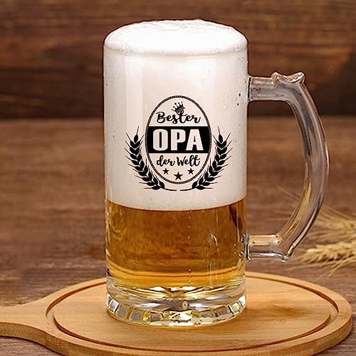 Bester OPA der Welt Bierkrug Bierglas (0,5 liter) im Geschenkbox, Ruhestand Geschenk Bier Geschenke für Männer, Geschenk für Opa zum Vatertagsgeschenk Geburtstag Jahrestag Vatertag Weihnachten (OPA)