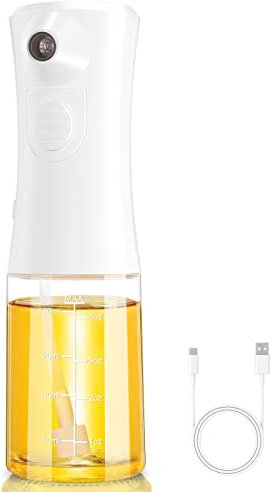Secmote Electric Oil Spray Bottle for Cooking, Olive Oil Sprayer Mister, Glass Oil Dispenser Bottle, Real Fine Mist Oil Vinegar Sprayer, Kitchen Gadgets for Salad, Baking, Air Fryer, Grilling, Frying