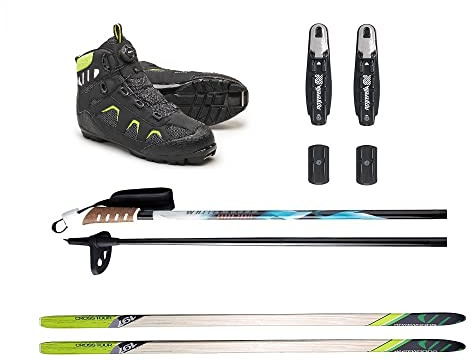 Whitewoods Adult 802 Moz-Lacing NNN Cross Country Ski Package, 177cm - for Skiers 121-150 lbs. (EU Boot Size: 45)