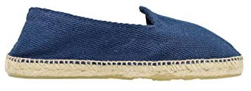ALPARGATUS Espadrilles en toile à chevrons bicolore fabriquées à la main en Espagne, bleu marine, 47 EU