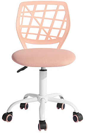 HOMYLIN Desk chair Computer chair Ergonomic Fabric Swivel Office Comfy chair Work Chair without Arms Height Adjustable Study chair, Light Pink I