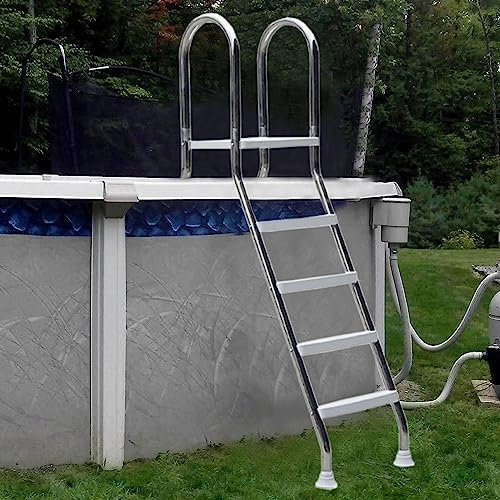 BOTOWI Scala per Piscina a 4 gradini Fuori Terra e sistemi di Uscita in Acciaio Inossidabile 304 Alti 52 Pollici con corrimano per Piscine Fuori Terra e Spa Battistrada Antiscivolo Extra Large