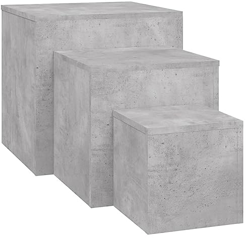 vidaXL Couchtische 3 Stück grau Beton aus Spanplatte