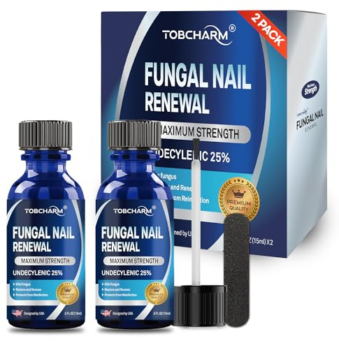 Toenail Fungus Treatment Extra Strength with 25% Undecylenic Acid & Tea Tree Oil, Nail Fungus Treatment for Toenail & Fingernails, Antifungal Nail Treatment for Damaged Nails and Thick Toenails- 2Pcs