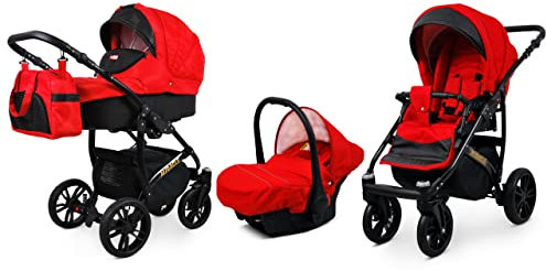 BabyLux® Kinderwagen Set 3 in 1 - Miracle - incl. Babywanne, Buggy Sportsitz, Auto-Babyschale - Autositz - Kinderwagenset - Kombikinderwagen mit Wickeltasche, Regenschutz usw.