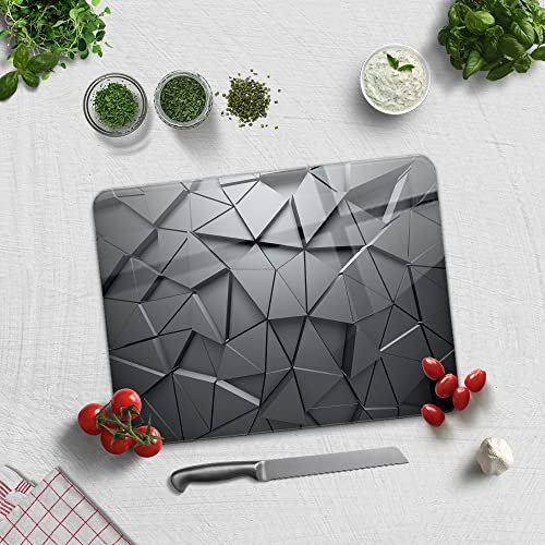 Planche à découper rectangulaire en verre trempé pour cuisine avec pieds en caoutchouc, résistante à la chaleur, antidérapante, 30 cm x 40 cm, (cristal anthracite)