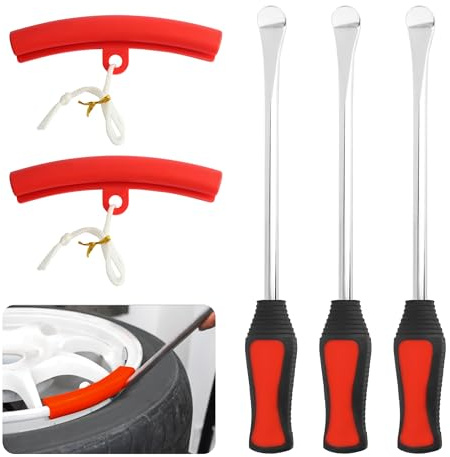 GTLM Tyre Levers Set,Bicycle Puncture Repair Kit Include 3PCS Bike Tyre Levers + 2PCS Rim Protectors for Tire Replacement,Tyre Levers for Bicycles Motorcycle Dirt Bike