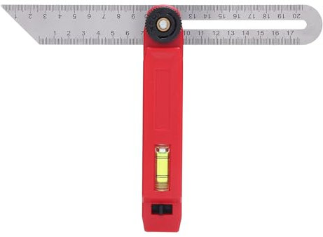 Sliding T Bevel Gauge, Adjustable T Bevel Carpenters Angle Finder, High Accuracy Wood Bevel Protractor Tool, with Dual Sided Markings, Integrated Level Bubble, Quick Lock Mechanism