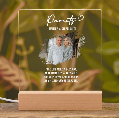 ukgiftstoreonline Personalised Parents Photo Memorial Lamp Night Light Condolence Sympathy Gift