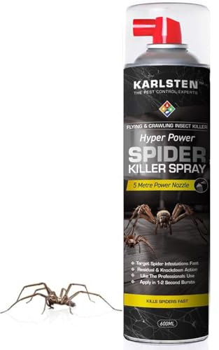 Karlsten Hyper Power Spider Killer Spray – 600ml | 5 Metre Power Nozzle for Indoor & Outdoor Use | Kills on Contact | Destroys Webs | Long-Lasting Residual Protection