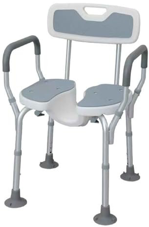 SUPBEI Silla de Ducha con Brazos y Espalda, Taburete de Ducha para Ancianos y discapacitados, para Cabina de Ducha Interior y sillas de bañera de baño,Gris