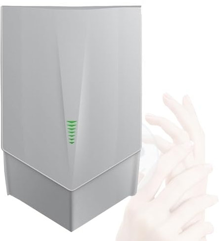 Helautomatisk induktion badrum handtork väggmonterad varmluftstorkmaskin höghastighets handtork handtork 6-10 sekunder att torka för badrum och toalett (Grey)