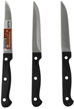 SIROCO Lot de 3 couteaux à steak haut de gamme en acier inoxydable – Lame lisse de 11 cm – Design élégant et tranchant