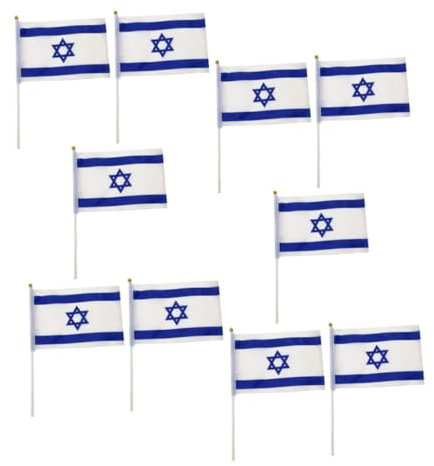 TOYANDONA 10pièces Drapeau Israël Polyester Bannière Décorative Pour Jardin Maison Événements Extérieurs