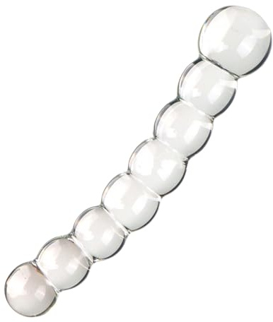 Cristallo trasparente con perle anali | Vibratore in vetro per uomini e donne, superficie liscia stimolatore G-Spot (C)