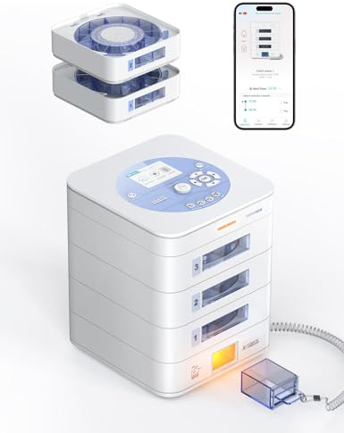 IDEERFIT Intelligent surfplattslåda app LCD 42 dagar 3 fack | App och LCD, digitalt lås, ljus och ljudalarm, 3 fack, 42-dagars förråd, för seniorer