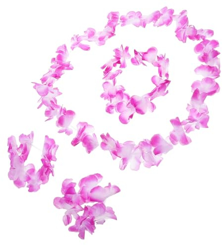 COLLBATH 4 St Delat Hawaiianskt Blomsterset med Halsband Pannband och Armband i Multifunktionellt Smycke för Strandfester Bröllop och Festliga Tillfällen
