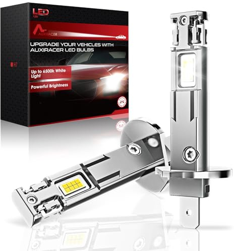 AUXIRACER H1 LED Bombillas, 32000LM 6500K Blanco frío 120W, 2026 H1 LED Lámpara Faros de coche y Moto con Ventilador de Refrigeración, 1:1 Mini Tamaño, 2 Piezas