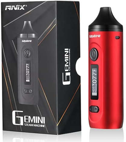 Gemini Dry Herb Vaporizer, Dry Herb Vaporisers with 2200mAh Battery Stainless Steel Heating Chamber OLED Display & Isolated Air Path-Red(No Nicotine)