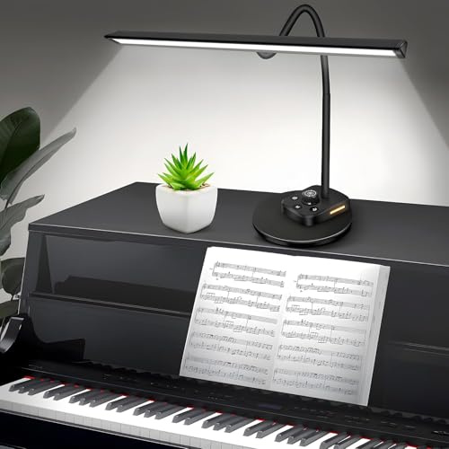 Lampe de piano – Lampe LED à intensité variable avec 5 modes d'éclairage, port de charge USB, minuterie d'arrêt automatique, design col de cygne réglable pour piano à queue et droit