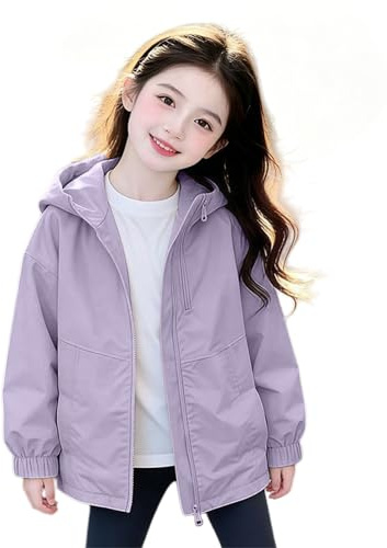 Waterproof Jacket for Girls Teens Oversized Lightweight Raincoat Kids Windproof Rain Coat School Loose Fit Windbreaker Outdoor Cycling Jackets Zip Up Hiking Camping Outwear