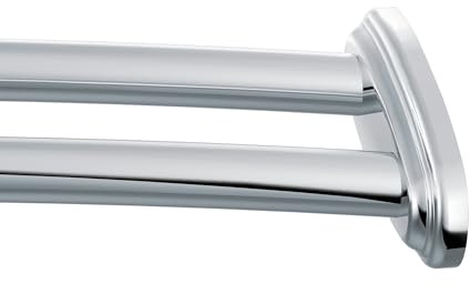 Moen DN2141CH 60 Inch Adjustable Stainless Steel Double Curve Shower Rod for 5ft Long Shower Tubs, Chrome