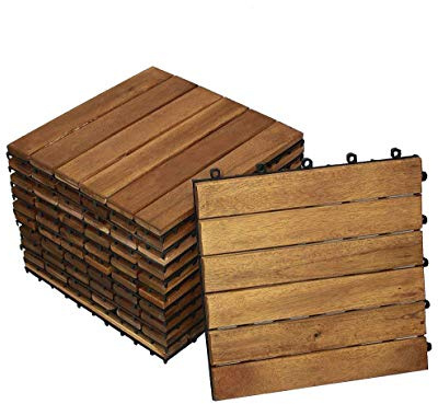 SAM Terrassen- Gartenfliese 01 Akazienholz geölt, 22 Fliesen für 2m², 30x30cm, Bodenbelag, Klick-Fliesen