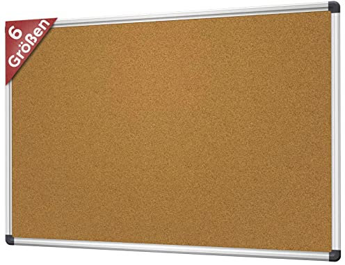 VISCOM Kork-Pinnwand - 75 x 110 cm - Korktafel mit Aluminium-Rahmen in 6 Größen - Pinnwand für Notizen - hochwertiges natürliches Kork
