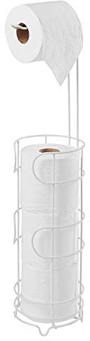 simplywire – Freestanding Toilet Roll Holder with Storage - White