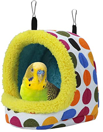 Litewoo Bird Hanging Hammock Winter Warm Parrot Nest House Bed Plush Snuggle Pet Cave Hammock Toy for Conure Lovebird Budgie Parakeet Cockatiel Cage Accessory (Medium)
