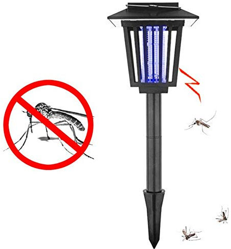 EONHUAYU Solar Insect Killer UV Lamp, Solar Power Mosquito Repellent Bug Zapper Killer UV Lamp Insect Pest Outdoor Garden Lawn Landscape Light Waterproof