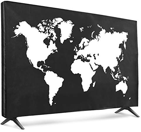 kwmobile Indoor 55 TV Cover – Television Dust Cover Screen Protector – TV Screen Dust Protection – Synthetic Fabric White/Black