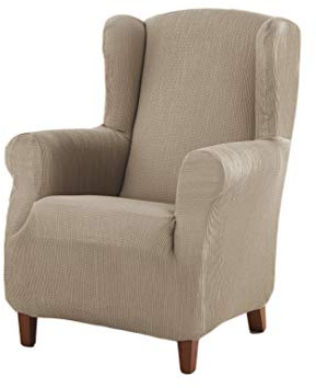 Estoralis Berta | Funda Sillon de Diseño Moderno | Tejido Elastico Lino | para Sillon Orejero (de 70 a 110 cm.) | Maxima Adaptabilidad a Todo Tipo de sillones