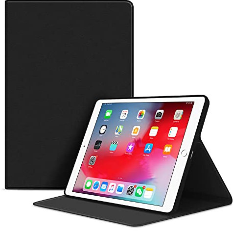 VAGHVEO Hülle für iPad 9. / 8. / 7. Generation 10,2 2021/2020/2019, iPad Air 3. / Pro 10,5 Zoll PU-Leder Buch-Flip Hüllen mit Flexibel Weiche TPU Rückseite Abdeckung, Auto Schlafen/Wecken, Schwarz