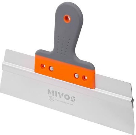 Mivos Espátula Profesional de Acero Inoxidable 300 mm para Alisar - Espátula de Fachada con Agarre Suave - Espátula para Yeso - Cuchillo de Cinta - Espátula para Plandur