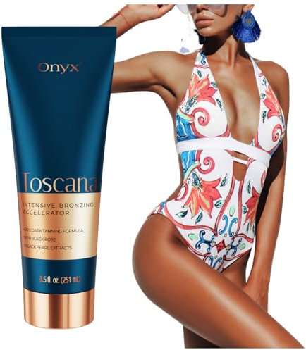 Onyx Toscana Bräunungscreme & Bräunungsbeschleuniger | Für Dunkle, Intensive Bräune | Solarium Creme ohne Streifen | Feuchtigkeitsspendend & Tierversuchsfrei | für Solarium, Sonnenstudio & Außenbräune
