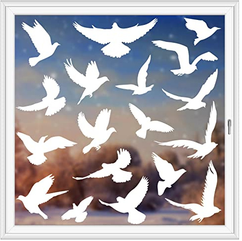 37Pcs Anti Collision Window Clings, Save The Birds from Window Strikes, Warn Birds, White