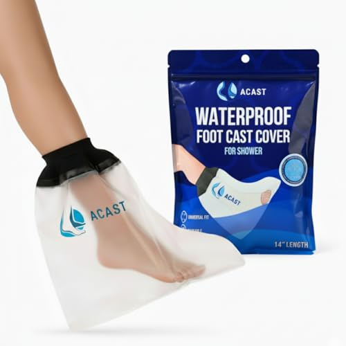 ACAST Cast Cover for Shower - Waterproof Cast Cover for Injuries & Plaster, Reusable Hand Sleeve Dressing Protector, Wrist, Elbow & Fingers (Foot Cast)