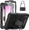 SEYMCY Case for Lenovo Tab M8 4th Gen 8 inch 2024/2023, Full-body Shockproof with Screen Protector, 360° Rotating Hand Strap & Stand, Carrying Strap for Lenovo M8 4th Tablet, Black