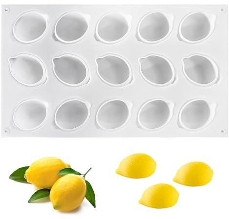 Vordpe 15 trous Moule à desserts au citron, moules de cuisson 3D, moule à desserts au citron, moule à pain, pour muffins, cupcakes, gâteaux, pudding, glaçons et gelées