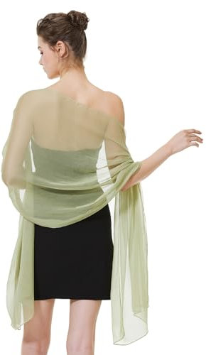 BEAUTELICATE Damen Stola Crepe Schal für Abendkleide Sheer Leichter Umschlagtücher Tüch Wrap Sommer für Braut Festlich Hochzeit (Helles Kardamomgrün, Einheitsgröße)