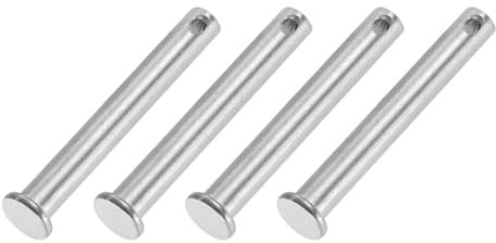 PATIKIL 8 x 60 Mm Single Hole Clevis Pins, 4 Pcs 304 Stainless Steel Flat Head Pin for Hitch Pin Lock Link Hinge Systems, Silver