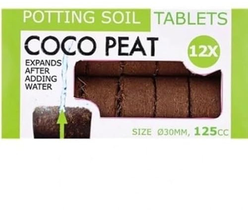 Lot de 12 Pastilles de Terreau Compressé en Fibre de Coco - Diam 3cm - Gonfle jusqu'a 125cm Cube - Fleur Jardin - 452