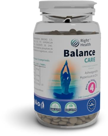 BALANCE CARE: 240 comprimés (4 mois). 600mg Ashwagandha 5% Withanolides, Millepertuis Hypericine. Bien-Être Physique & Mental, Concentration, aide en retrouvant bonne humeur dans conditions de stress.