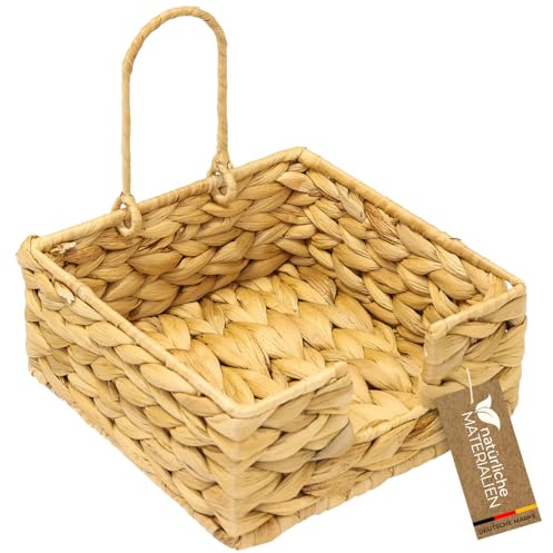 HMF Portatovaglioli intrecciato in giacinto d'acqua, portatovaglioli con morsetto di sicurezza, 19 x 19 x 8 cm